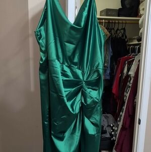Elegant Green Satin Gown